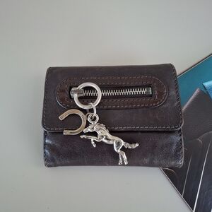 Chloe Brown Leather Wallet with Silver Charm